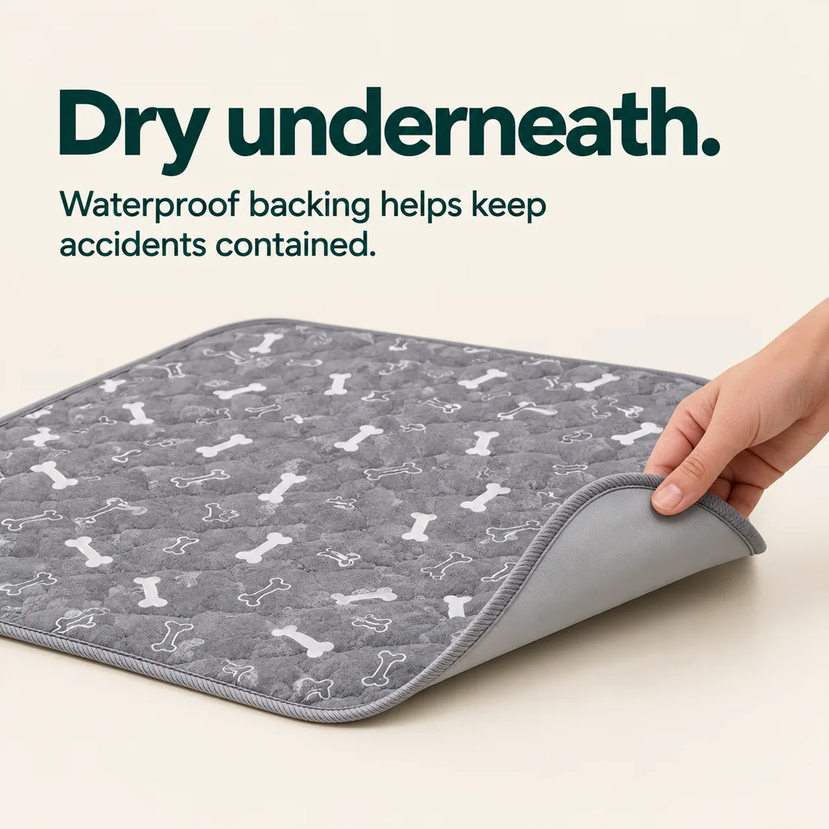 Waterproof backing keeps the floor underneath dry