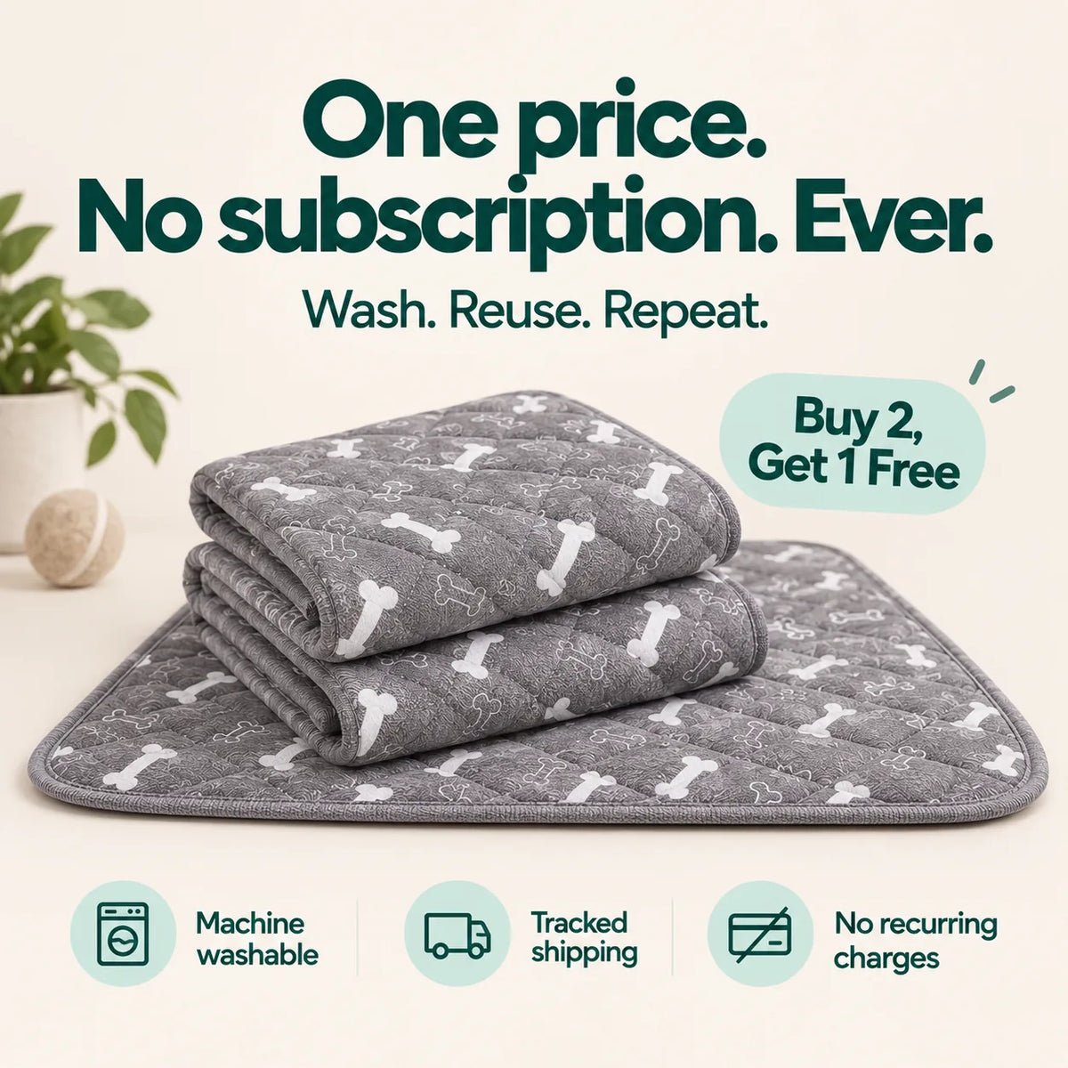 One price, no subscription, tracked shipping