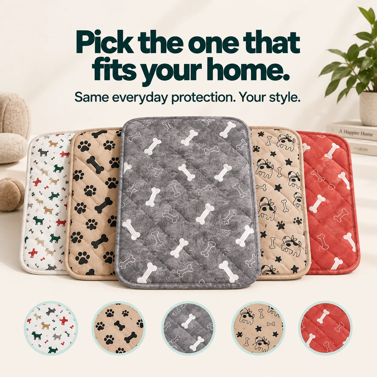 Five patterns to pick from, same everyday protection