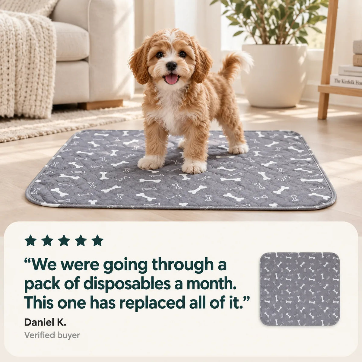 Customer review card (placeholder text in the image)
