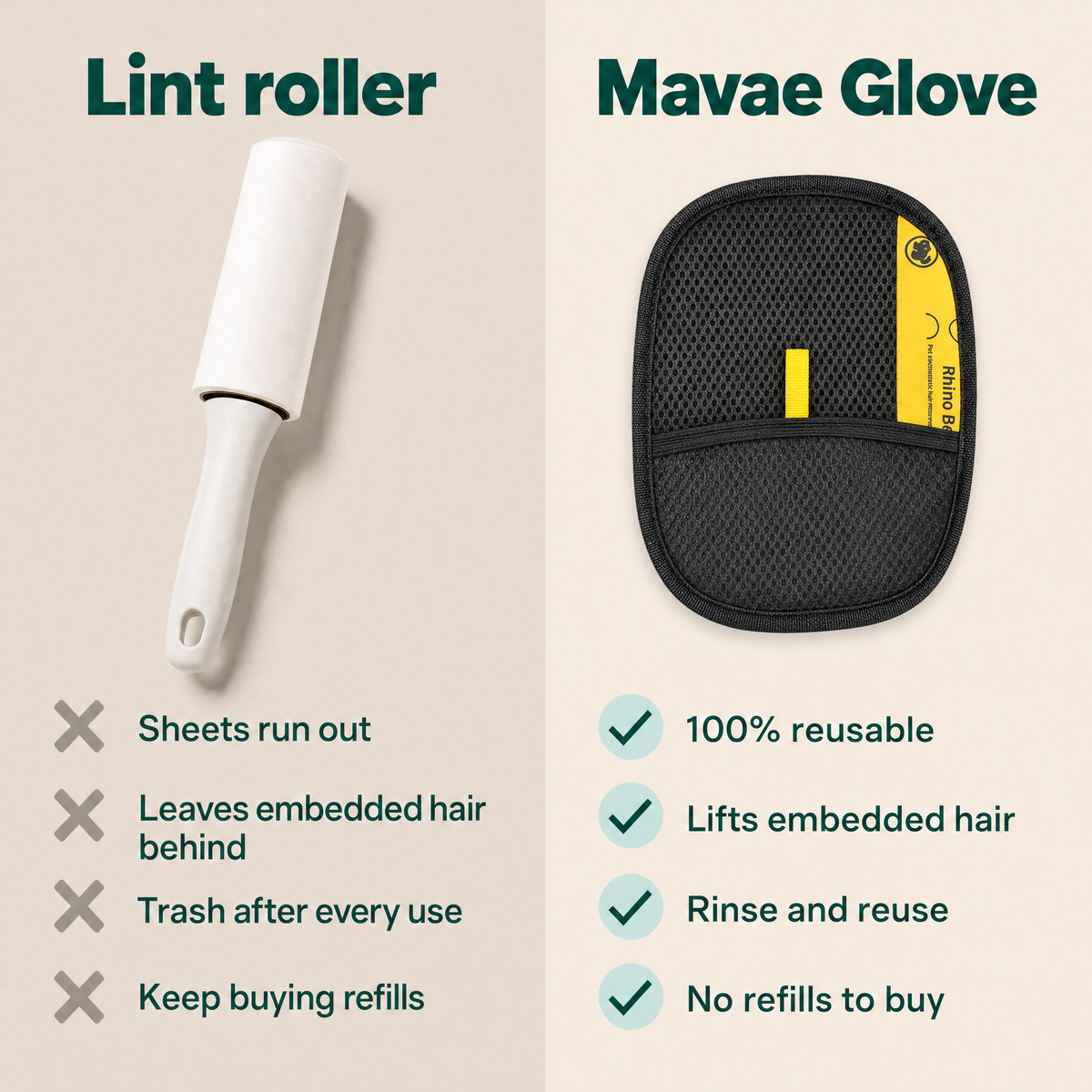 Pet Hair Remover Glove — vs a lint roller